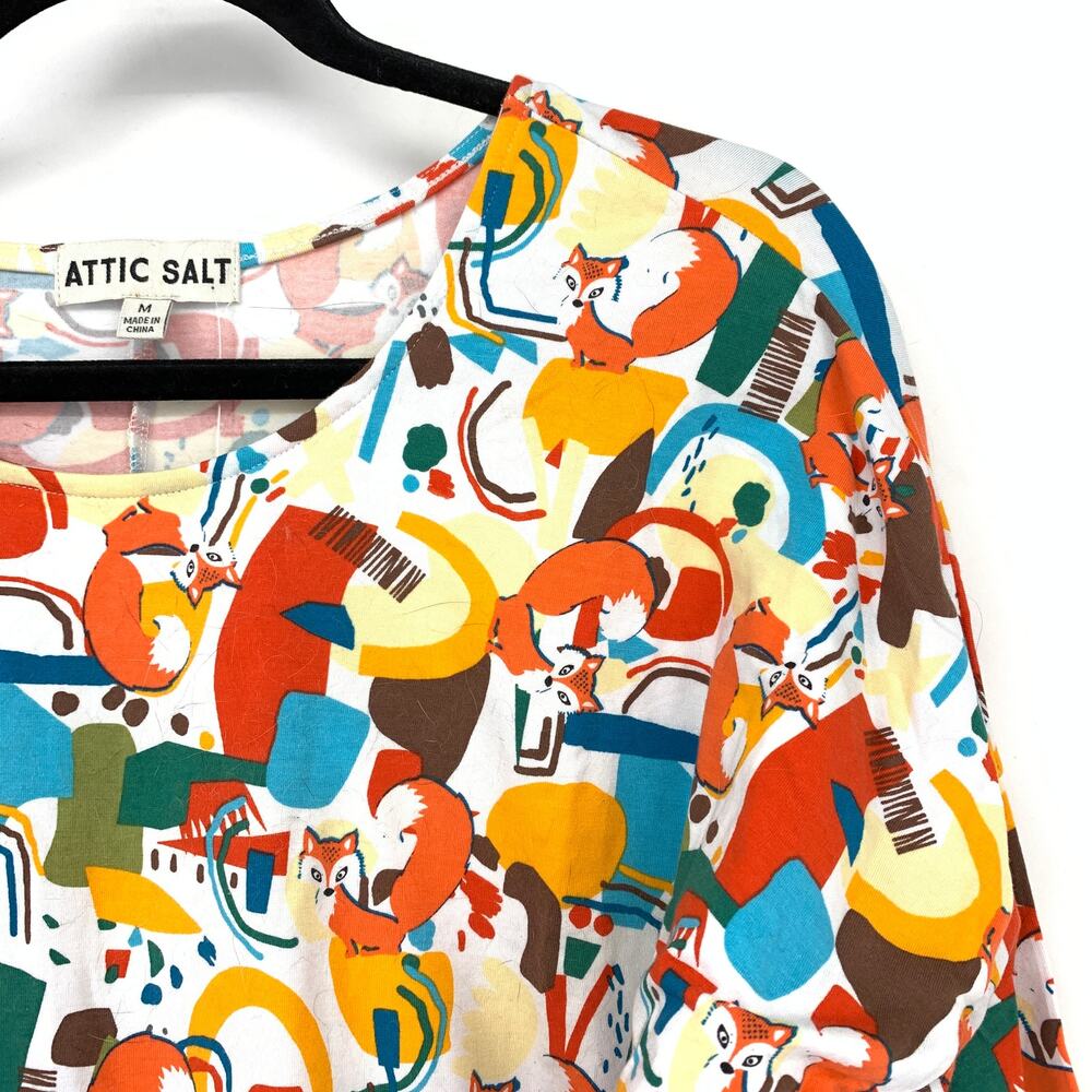 Attic Salt Dolman ASE Fox Sake Tunic T-Shirt Womens Sz Medium All Over Print NEW - Picture 4 of 8